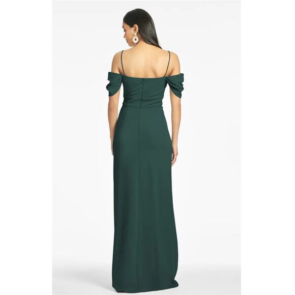 Sachin and Babi Brittany Gown Emerald Green Size 6 NWT Formal Cold Shoulder - Picture 3 of 7